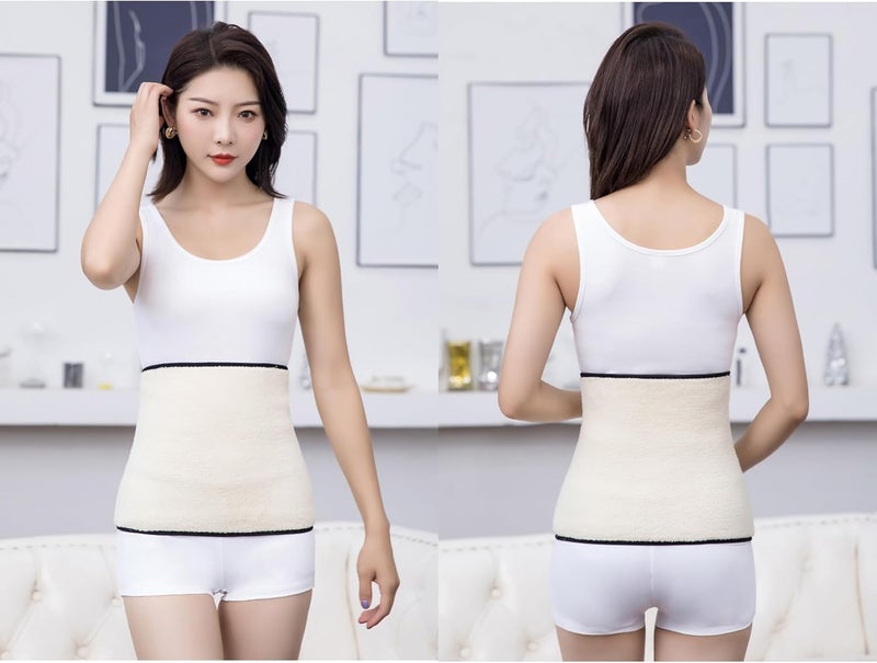 PURFUN Thermal Fleece Lining Abdomen Back Warmer Belt Men Women Winter Dance Yoga Waistband Elastic Waist Binder Lumbar Support Belt Rheumatic Back Pain Brace Abdominal Stomach Kidney Warmer Protector Band - Image 4